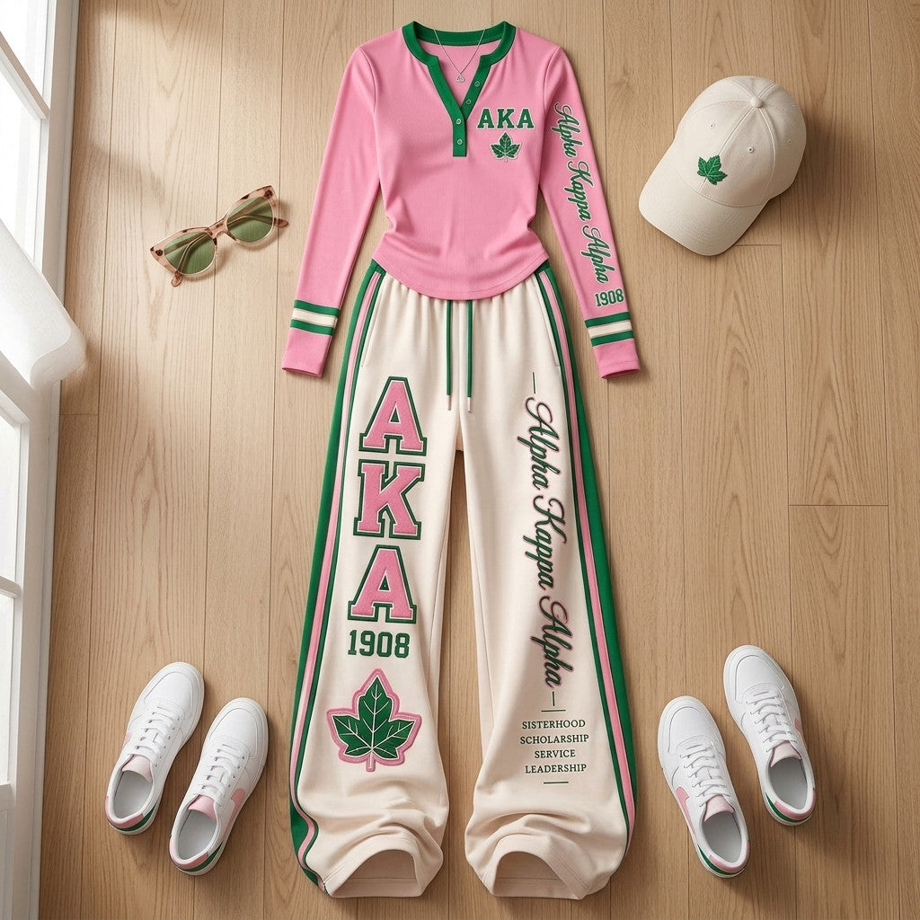 Varsity Chic Henley Two-Piece Set HCT APT AKA 2509263