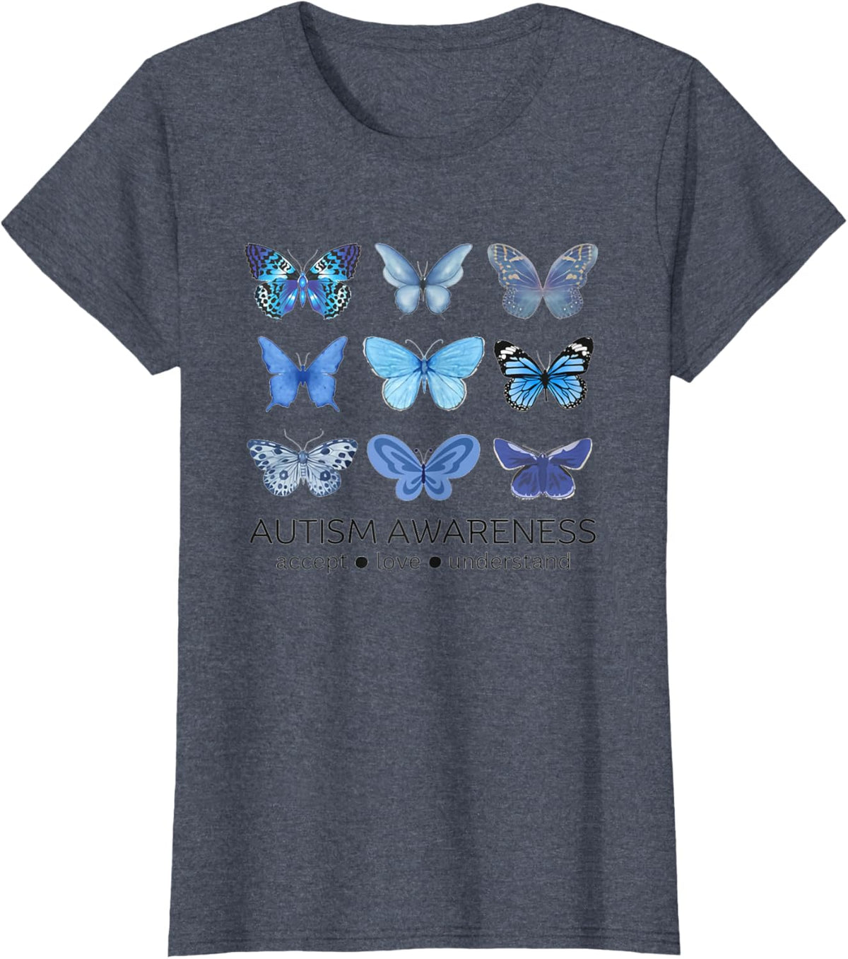 Women In April We Wear Blue Butterfly Autism Mental Health